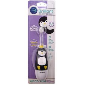 img 4 attached to 🐧 Fun Electric Toothbrush for Kids - Brilliant Characters with Flashing Lights and Super-Fine Bristles for Parent-Child Brushing, Ages 3-8 (Penguin)