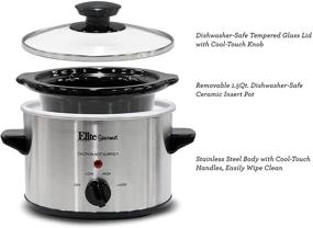 img 2 attached to Elite Gourmet MST-250XS Electric Slow Cooker: Ceramic Pot, Adjustable Temp, Multipurpose, Dishwasher Safe (1.5 Quart, Stainless Steel)