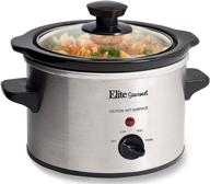 elite gourmet mst-250xs electric slow cooker: ceramic pot, adjustable temp, multipurpose, dishwasher safe (1.5 quart, stainless steel) логотип