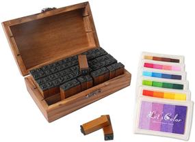 img 4 attached to 🖌️ Vintage Wooden Rubber Stamp Set with Colorful Ink Pad - DIY Crafts, Diary, Cards & More - 70pcs Letters, Numbers, and Symbols (Kids Edition)