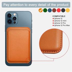 img 1 attached to 🔶 Elctman Magnetic Credit Card Holder Leather Wallet - iPhone 12 Compatible - RFID Protection - Holds 1-2 Cards - Orange01