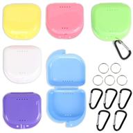 🦷 durable, multicolor orthodontic dental retainer box - 6-pack portable mouth guard container cases with d-shaped buckles and keychain rings logo