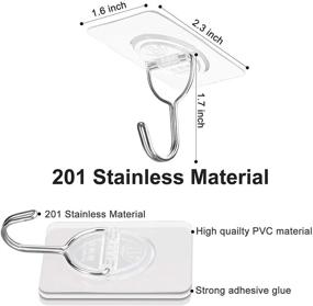 img 3 attached to 🔧 Transparent Adhesive Wall Hooks - Heavy Duty Hooks for Hanging up to 11 lbs - Ideal for Keys, Coats, Hats, Bags, and Ceiling - Seamless & Clear