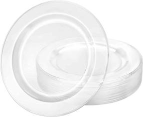 img 4 attached to Premium Quality Heavyweight Plastic Plates China Like - Crystal Clear 9 inch - Wedding and Party Dinnerware 30 Count