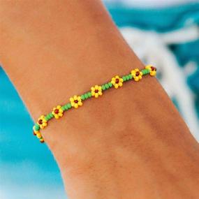 img 2 attached to 🌼 Dazzling Pura Vida Daisy or Sunflower Seed Bead Bracelet - Water-resistant and Fully Adjustable Band for Everyday Wear