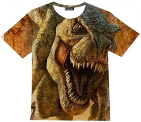 img 2 attached to 🦖 FiveEarl Children's 3D Dinosaur Printed T-Shirts for Boys and Girls, Ages 4-14