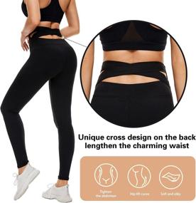 img 3 attached to 🏋️ Aoliks Women's Black Leggings - High Waist Tummy Control Athletic Running Leggings, Non-Transparent Yoga Pants for Workouts