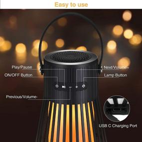 img 2 attached to 🔥 ANERIMST Waterproof Portable Speaker with LED Flame Effect, 2 Flame Light Modes, 120 LED, Loud Stereo Sound, Flickering Fire Speaker for Indoor/Outdoor Parties, Holiday Decorations - LED Table Lantern/Lamp