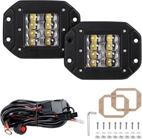 img 4 attached to 💡 Сверхмощные 5-дюймовые светодиодные фары Flush Mount Offroad: 160 Вт и 8000 Лм - в комплекте с проводным комплектом - Сверхяркий рабочий свет с комбинированным лучом Spot Flood для грузовика / ATV / UTV / SUV / лодки