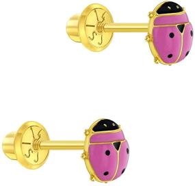 img 3 attached to Yellow Enamel Ladybug Earrings Toddlers Girls' Jewelry