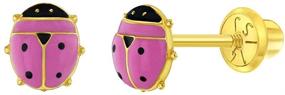 img 4 attached to Yellow Enamel Ladybug Earrings Toddlers Girls' Jewelry