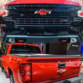 img 1 attached to 🚛 Guzetop Red Front & Tailgate Bowtie Emblem - Compatible with 2016-2018 Chevy GM Silverado 1500