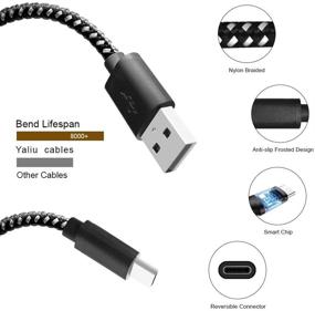 img 1 attached to 🔌 Yaliu 3 Pack Short USB Type C Cable 1ft: Fast Charging Nylon Braided Charger Cord for Samsung Galaxy S10+ S10 S10e S9 Plus Note 10 9 8 A10e A20 A20e A30 A50 Moto G6 G7 Power Bank - Black & White