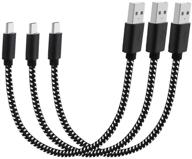 🔌 yaliu 3 pack короткий кабель usb типа c 1 фут: быстрая зарядка nylon braided зарядное устройство для samsung galaxy s10 + s10 s10e s9 plus note 10 9 8 a10e a20 a20e a30 a50 moto g6 g7 power bank - черно-белый. логотип