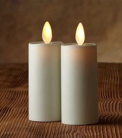 img 3 attached to 🕯️ Pack of 2 Ivory Unscented Flickering Votive Flameless Candles: 1.5"x 4.5" Moving Wick Flame LED Battery-Operated Votives with Timer, Remote Control Included