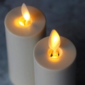 img 1 attached to 🕯️ Pack of 2 Ivory Unscented Flickering Votive Flameless Candles: 1.5"x 4.5" Moving Wick Flame LED Battery-Operated Votives with Timer, Remote Control Included