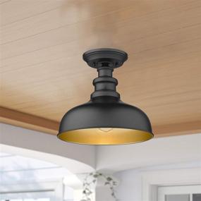 img 2 attached to 🏡 Top-rated Semi Flush Mount Ceiling Light: Farmhouse Close to Ceiling Light Fixture for Entryway, Dining Room, Hallway – Black Exterior+ Copper Interior (1 Pack)