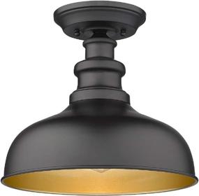 img 3 attached to 🏡 Top-rated Semi Flush Mount Ceiling Light: Farmhouse Close to Ceiling Light Fixture for Entryway, Dining Room, Hallway – Black Exterior+ Copper Interior (1 Pack)