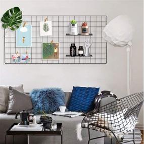 img 1 attached to 🖼️ Pulatree Grid Photo Wall: Stylish Metal Grid Wall Decor Organizer with Mesh Panels for Photo Hanging and Storage – Black, 37.4 x 17.7 Inch