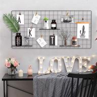 🖼️ pulatree grid photo wall: stylish metal grid wall decor organizer with mesh panels for photo hanging and storage – black, 37.4 x 17.7 inch логотип