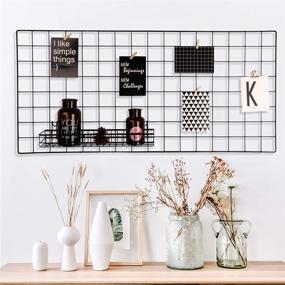 img 2 attached to 🖼️ Pulatree Grid Photo Wall: Stylish Metal Grid Wall Decor Organizer with Mesh Panels for Photo Hanging and Storage – Black, 37.4 x 17.7 Inch