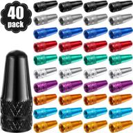 40-piece aluminum presta valve cap set - multi-colored anodized bike tire caps | french style dust covers for cycling valve logo