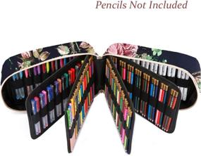 img 1 attached to 🖊️ Waterproof Fabric Pencil Case with 250 Slots & 170 Gel Pen Holder – High Capacity Pens Organizer Storage for Colored Pencils, Watercolor Pens & Markers (Black Flower)