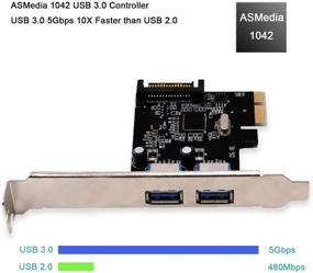 img 3 attached to 💻 LinksTek PCIE USB 3.0 Card - Superspeed 5Gbps, 2 Type A USB 3.0 Ports, ASMedia 1042 Host Controller, Y Style SATA Power Cable (PCIE-U3.0-2A)