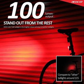 img 3 attached to 🚴 CECO-USA 100 Lumen USB Rechargeable Bike Tail Light - Super Bright T100 Bicycle Rear Light - Waterproof IP67, Impact Resistant FL-1 - Red Safety Light - Pro Quality Bike Tail Light