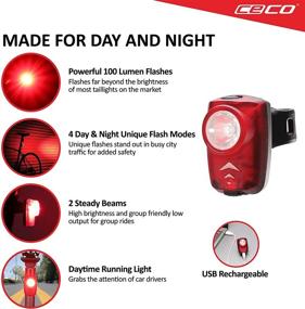 img 2 attached to 🚴 CECO-USA 100 Lumen USB Rechargeable Bike Tail Light - Super Bright T100 Bicycle Rear Light - Waterproof IP67, Impact Resistant FL-1 - Red Safety Light - Pro Quality Bike Tail Light