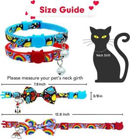 img 3 attached to Pohshido 2 Pack Cat Collar with Bow Tie - Adjustable Breakaway Kitty Kitten Safety Collar with Bells (Size: 7.8-12.8 inch)