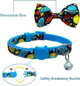 img 2 attached to Pohshido 2 Pack Cat Collar with Bow Tie - Adjustable Breakaway Kitty Kitten Safety Collar with Bells (Size: 7.8-12.8 inch)