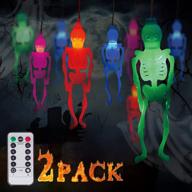 🎃 halloween skeleton decoration string lights - 2 packs of 30 led: outdoor/indoor, remote control, waterproof, battery operated - perfect for haunted houses & halloween party decoration! логотип