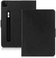 📱 fyy case for ipad pro 11 inch 2nd gen 2020, luxury genuine leather with pencil holder, black logo