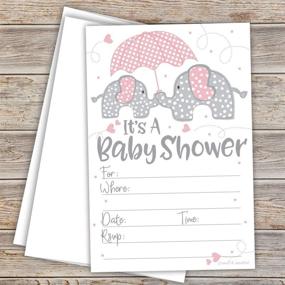 img 1 attached to 🐘 Delightful Pink Elephant Girl Baby Shower Invitations Bundle (20 Count) with Envelopes