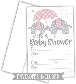 img 2 attached to 🐘 Delightful Pink Elephant Girl Baby Shower Invitations Bundle (20 Count) with Envelopes