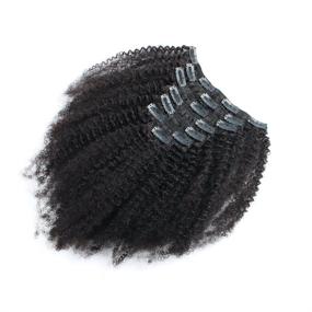 img 1 attached to 👩 Sassina Thick Virgin Brazilian Afro Curly Clip In Hair Extensions for Black Women - 4C 4A Style, Natural Black Color, 120g, 7 Pieces, Double Wefts, 17 Clips - AC 14 Inch