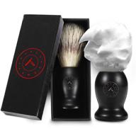 🪄 premium synthetic badger hair shaving brush - handmade swedish black wood shave brush with exfoliating bristles, thick & creamy lather, perfect for travel logo