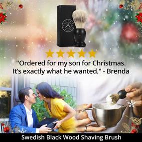 img 1 attached to 🪄 Premium Synthetic Badger Hair Shaving Brush - Handmade Swedish Black Wood Shave Brush with Exfoliating Bristles, Thick & Creamy Lather, Perfect for Travel