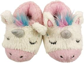 img 3 attached to Comfy and Cute FREE 2 DREAM Slippers for Toddler and Kids 🦄 - Unicorn, Llama, Blue Monster, Bear Claw, Pug - Indoor Outdoor Bottom, Soft Plush