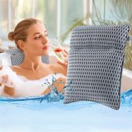 relax in style with the bath pillow luxury bathtub pillow - 6 suction cups, 4d air mesh technology, gray logo