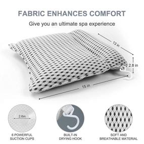 img 3 attached to Relax in Style with the Bath Pillow Luxury Bathtub Pillow - 6 Suction Cups, 4D Air Mesh Technology, Gray