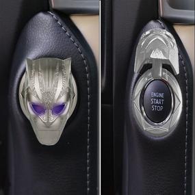 img 1 attached to Black Panther Car Engine Start Stop Button Cover Panther Mask Car Push Start Button Cover Decorative Accessory