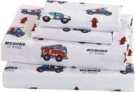 👮 elegant home multicolor first responders heroes bedding set for boys / kids / teens - police cars & fire trucks design with pillowcases - full size logo