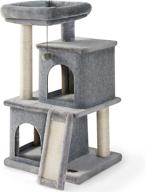 🐱 34-inch tall multi-level cat condo with scratching post and platform – sturdy indoor kitty furniture: lesure cat tree for large cats logo