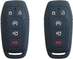 img 4 attached to BAR Autotech Silicone Rubber Keyless Entry Shell Case Fob and Key Skin Cover for Ford Mustang, Fusion, Lincoln MKZ, MKC, F-450, F-150 (2015 Ford Fusion SE) - Pack of 2 (Black)