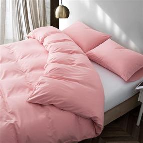 img 3 attached to 🛏️ KKJIAF Pink Duvet Cover Set - 1800 Thread Count Microfiber, Wrinkle Resistant and Breathable Bedding Sheet Set - Includes 1 Duvet Cover and 2 Pillowcases - Full/Queen Size