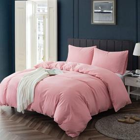 img 4 attached to 🛏️ KKJIAF Pink Duvet Cover Set - 1800 Thread Count Microfiber, Wrinkle Resistant and Breathable Bedding Sheet Set - Includes 1 Duvet Cover and 2 Pillowcases - Full/Queen Size
