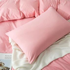 img 2 attached to 🛏️ KKJIAF Pink Duvet Cover Set - 1800 Thread Count Microfiber, Wrinkle Resistant and Breathable Bedding Sheet Set - Includes 1 Duvet Cover and 2 Pillowcases - Full/Queen Size