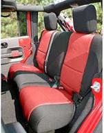 🔴 rugged ridge 13264.53 neoprene seat cover: premium rear black/red finish for 07-18 jeep wrangler jku logo